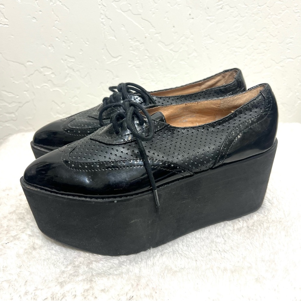 Jeffrey Campbell Oxford Creeper Platforms Black Leather Size 6.5